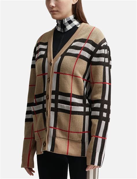 burberry check technical cotton cardigan